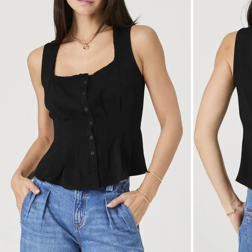 French Connection Black Ruffled Top - Picture 12 of 12